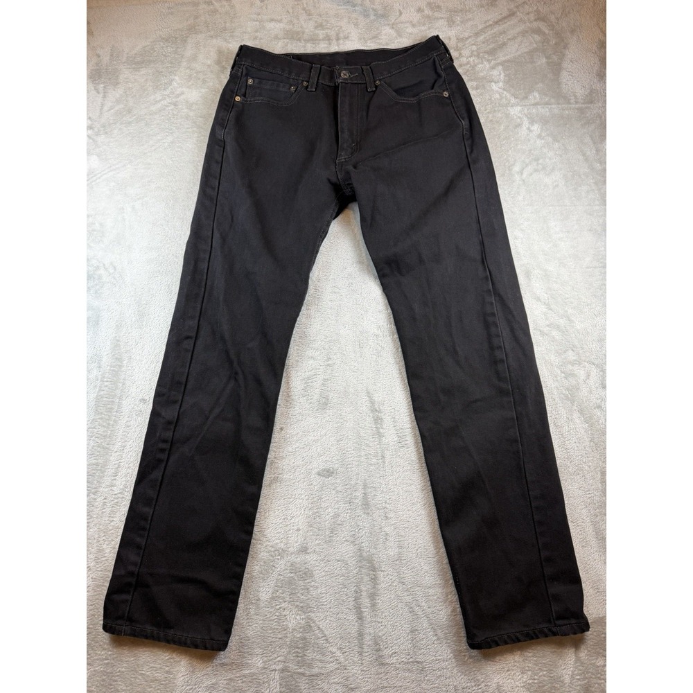 Levis 505 Jeans Mens 32x32 Black Regular Fit Straight Leg Dark Wash Denim Pocket